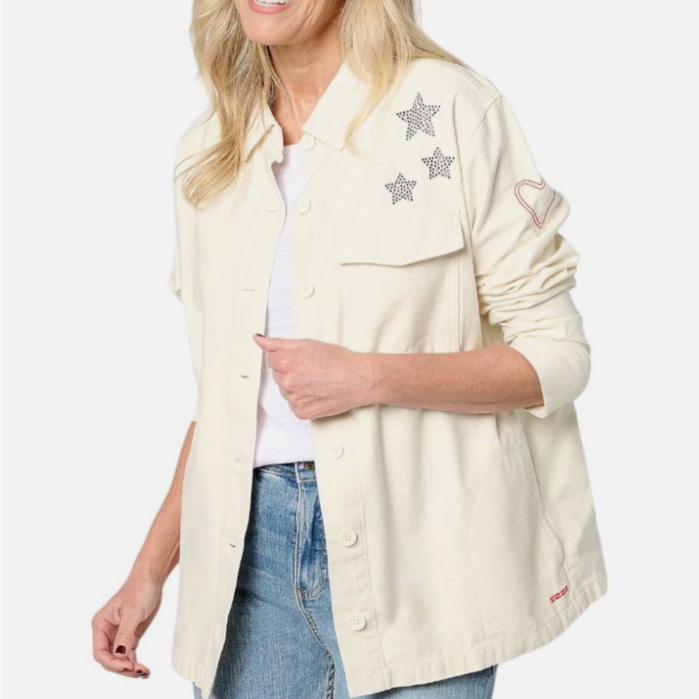 Peace Love World white utility jacket. Size large, new without tags.‎